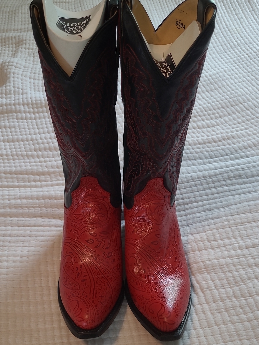 Womens Dan Post Red and Black Leather Western Boots